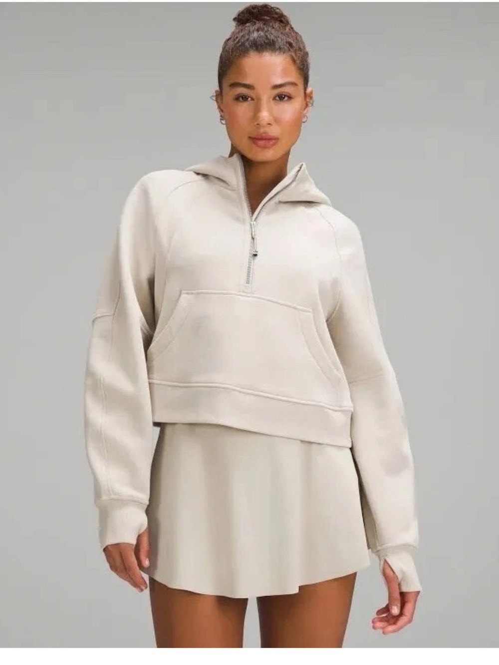 Lululemon Scuba Oversized Half-Zip Hoodie Sweatshirt Bone Size XS/S